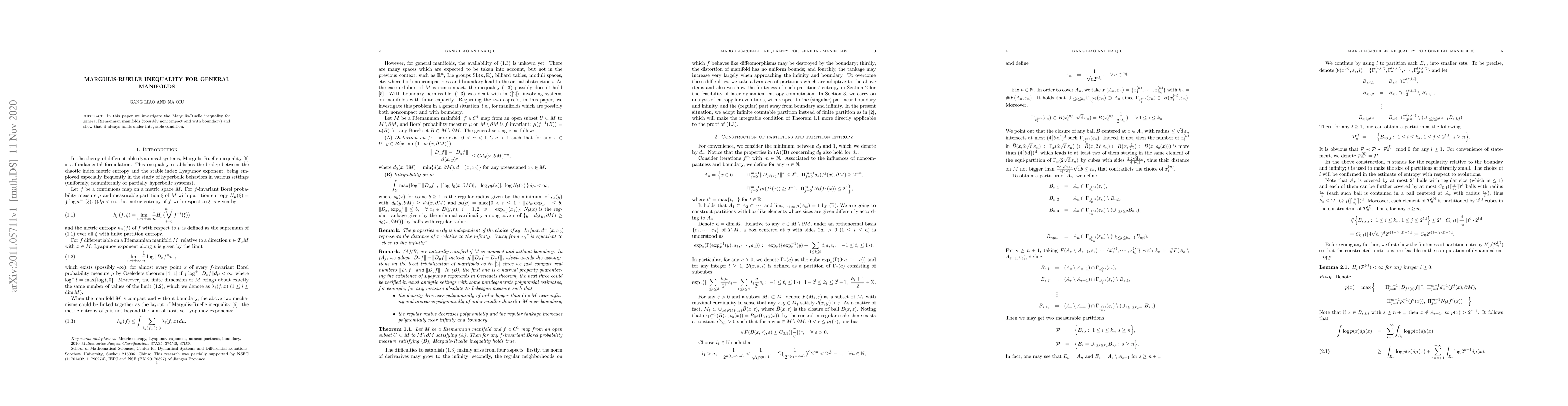 Thumbnail for Margulis-Ruelle inequality for general manifolds