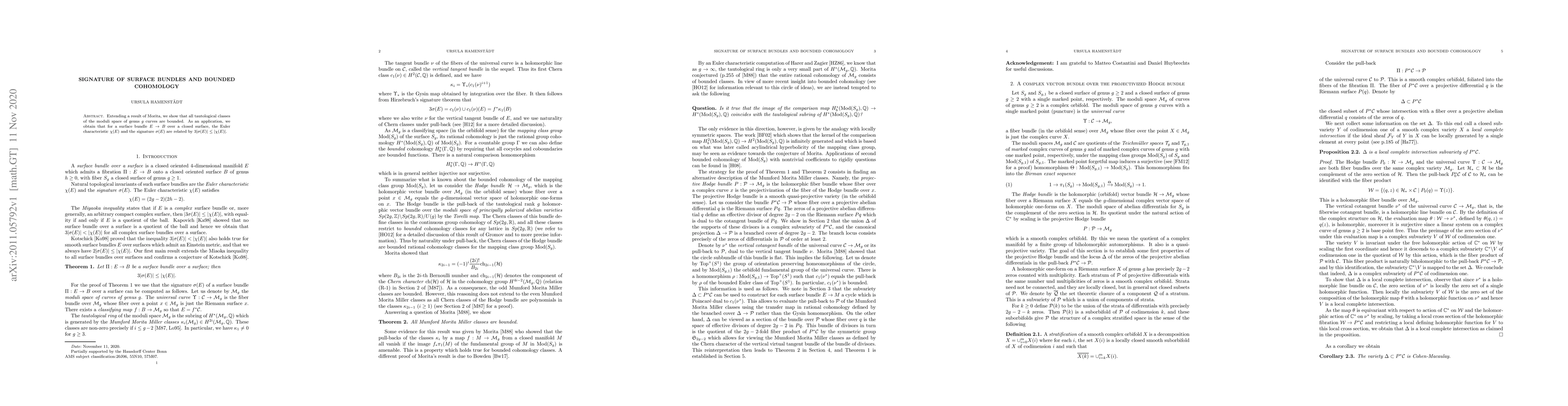 Thumbnail for Signature of surface bundles and bounded cohomology