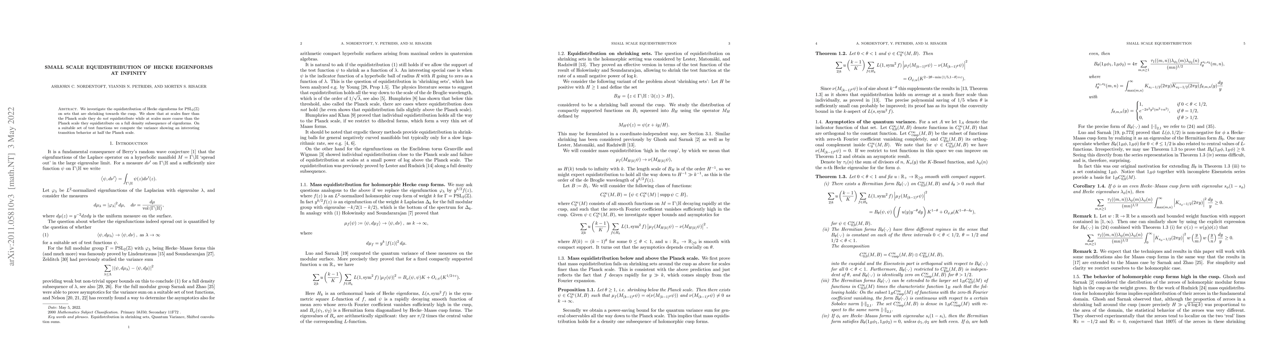 Thumbnail for Small scale equidistribution of Hecke eigenforms at infinity