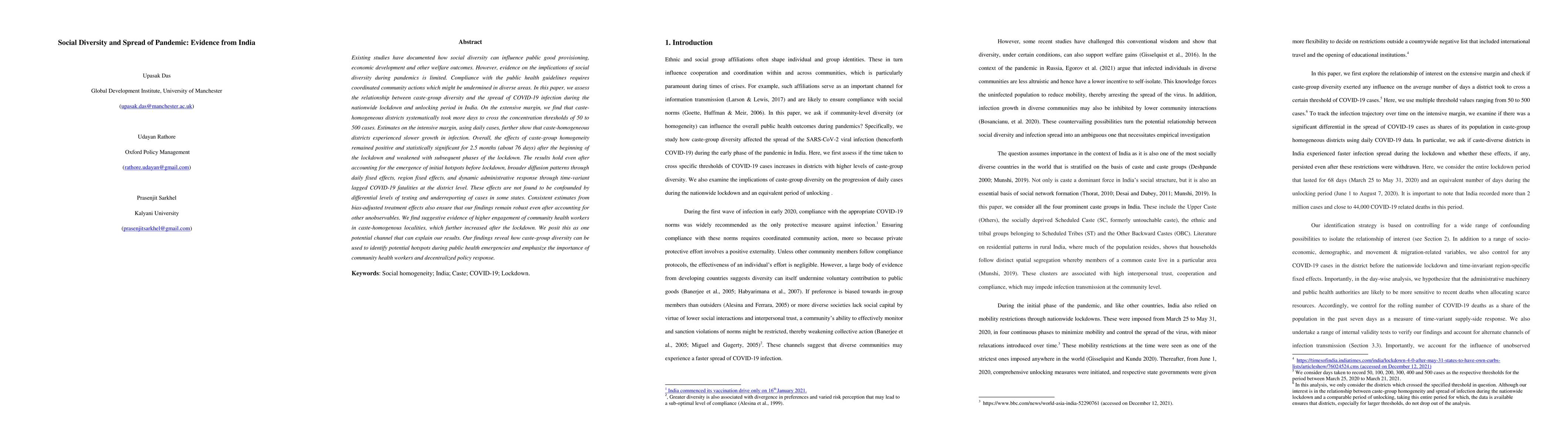Thumbnail for Social Diversity and Spread of Pandemic: Evidence from India