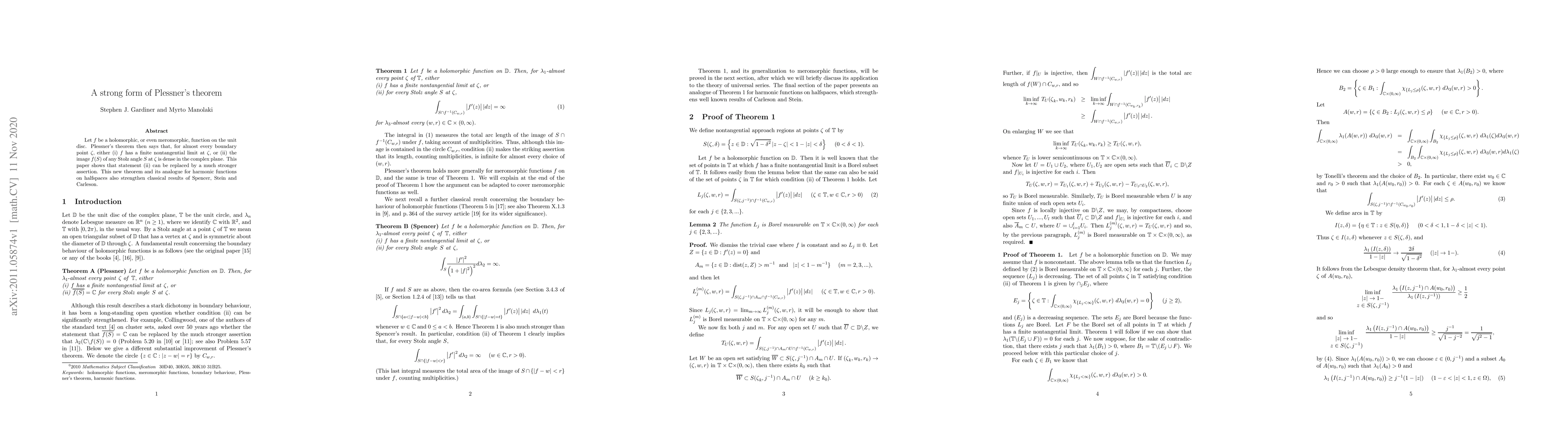 Thumbnail for A strong form of Plessner's theorem