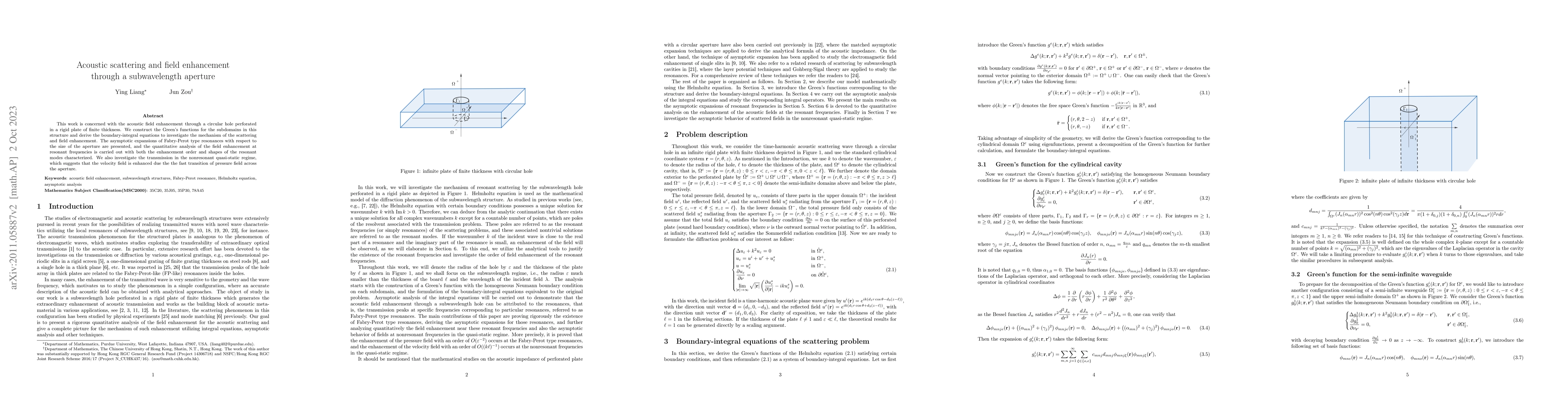 Thumbnail for Acoustic scattering and field enhancement through a single aperture