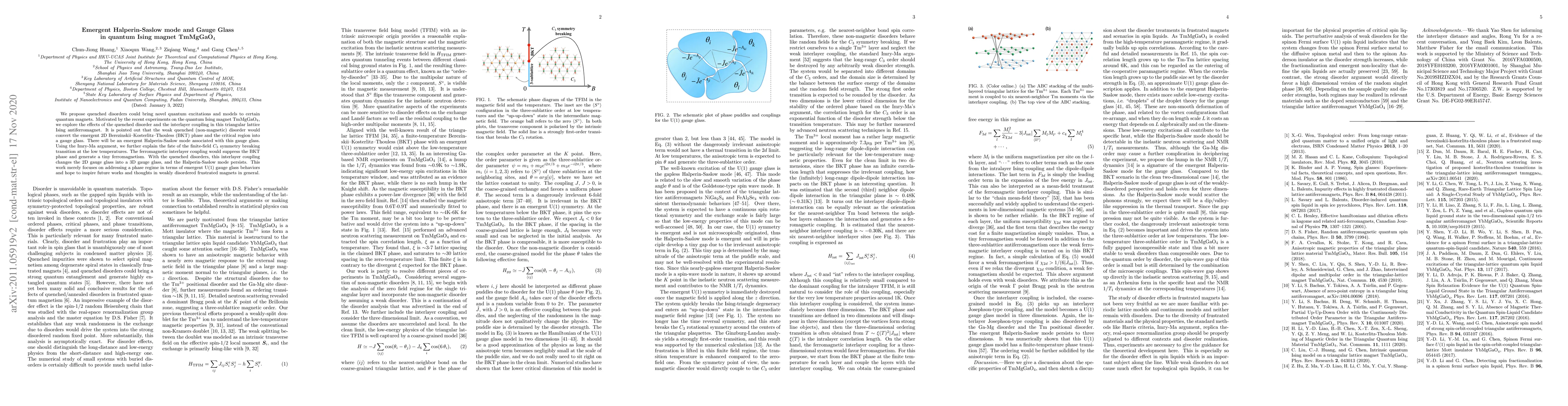 Thumbnail for Emergent Halperin-Saslow mode and Gauge Glass in quantum Ising magnet
  TmMgGaO$_4$