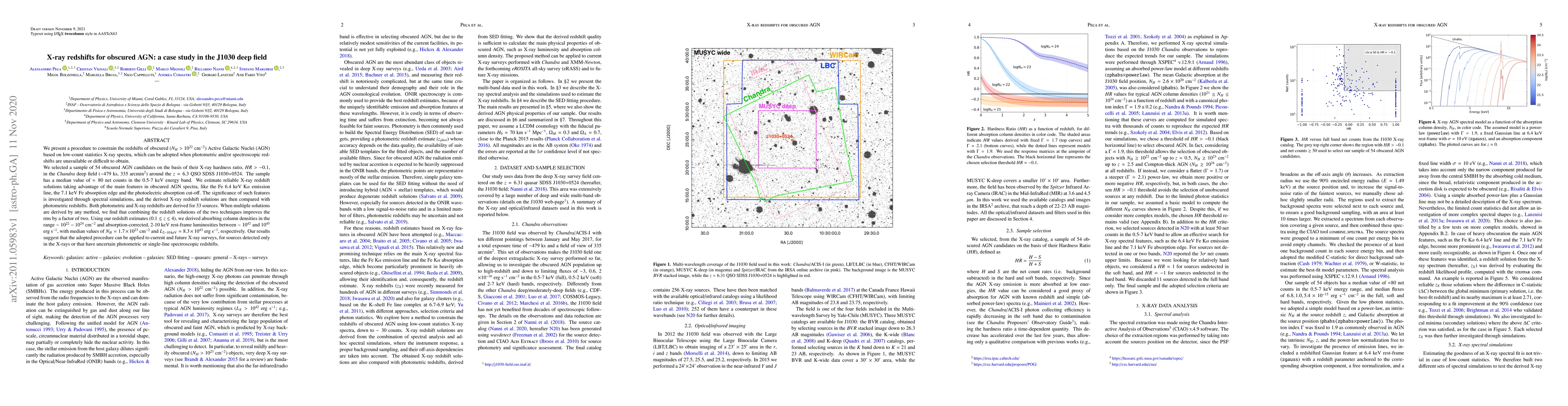 Thumbnail for X-ray redshifts for obscured AGN: a case study in the J1030 deep field
