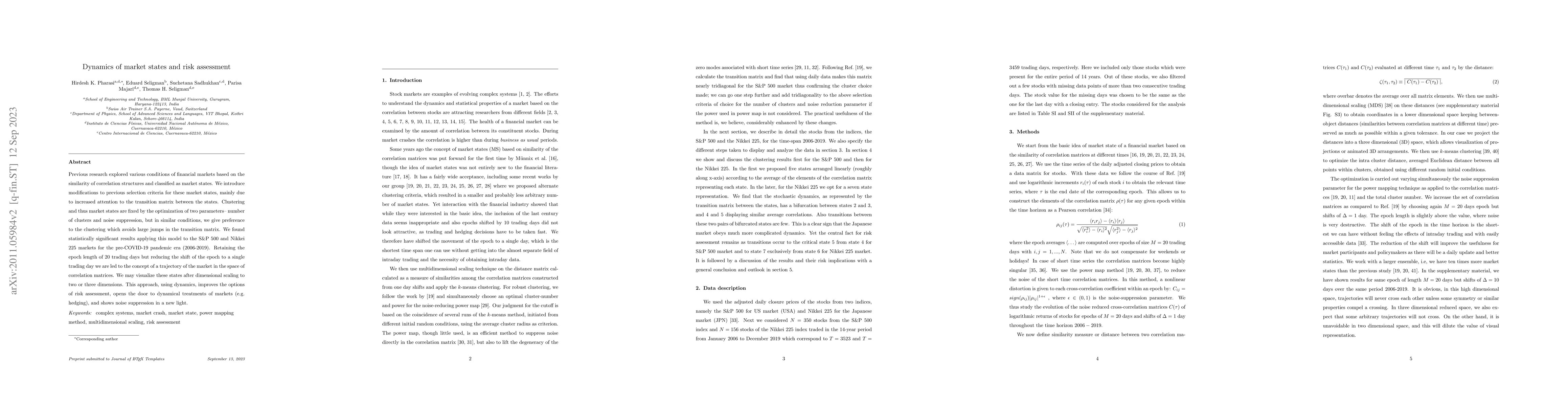 Thumbnail for Dynamics of market states and risk assessment