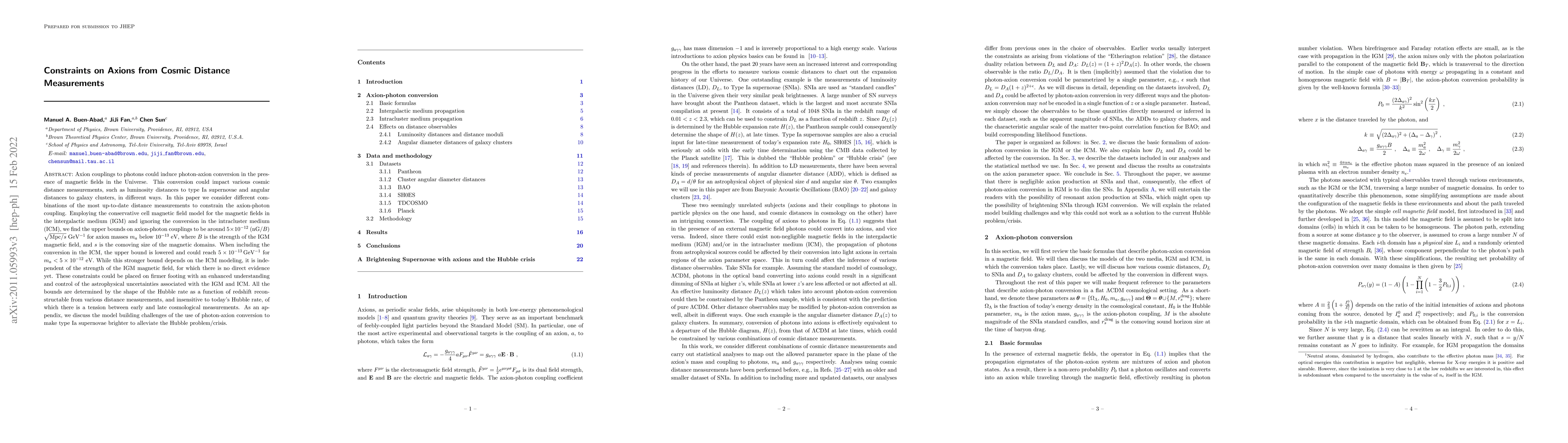 Thumbnail for Constraints on Axions from Cosmic Distance Measurements