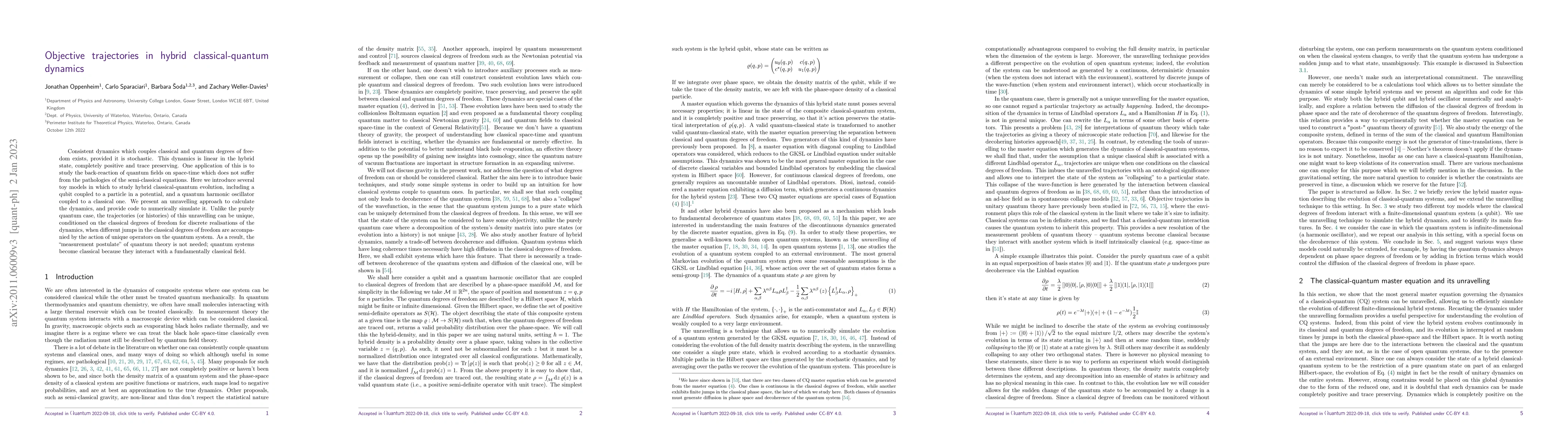 Thumbnail for Objective trajectories in hybrid classical-quantum dynamics