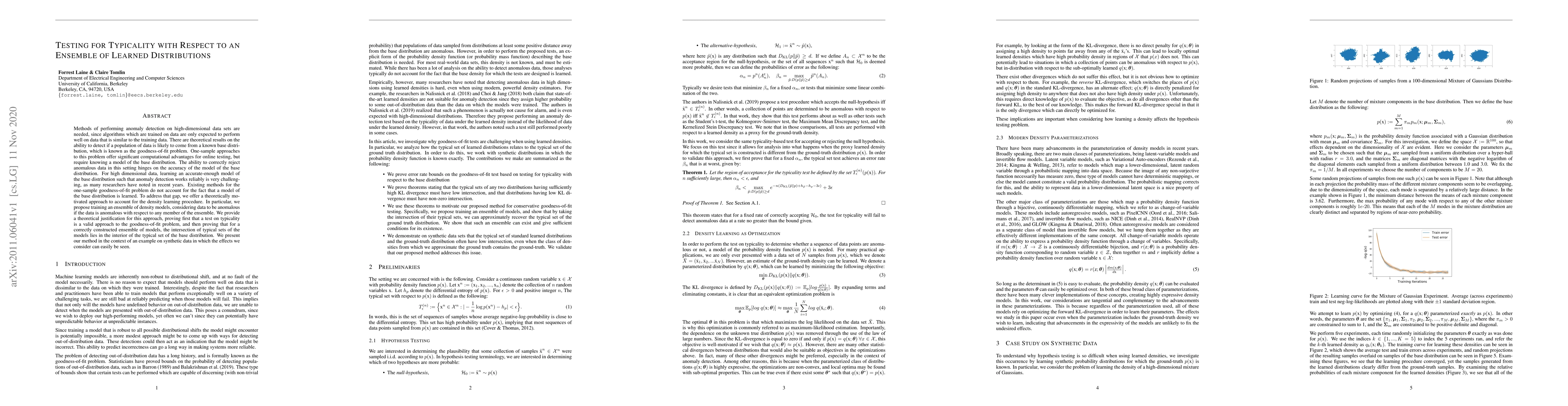 Thumbnail for Testing for Typicality with Respect to an Ensemble of Learned
  Distributions