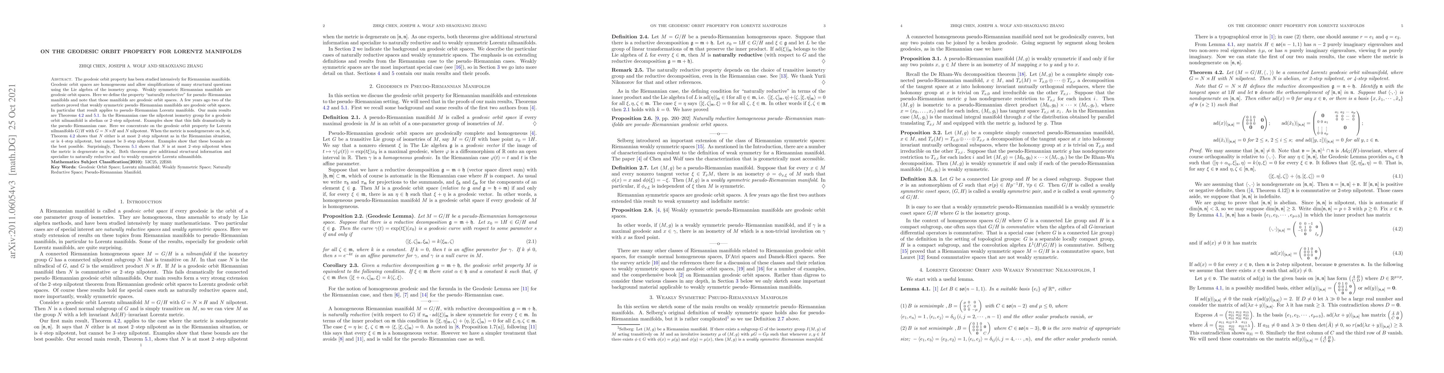 Thumbnail for On the Geometric Orbit Property for Lorentz Manifolds