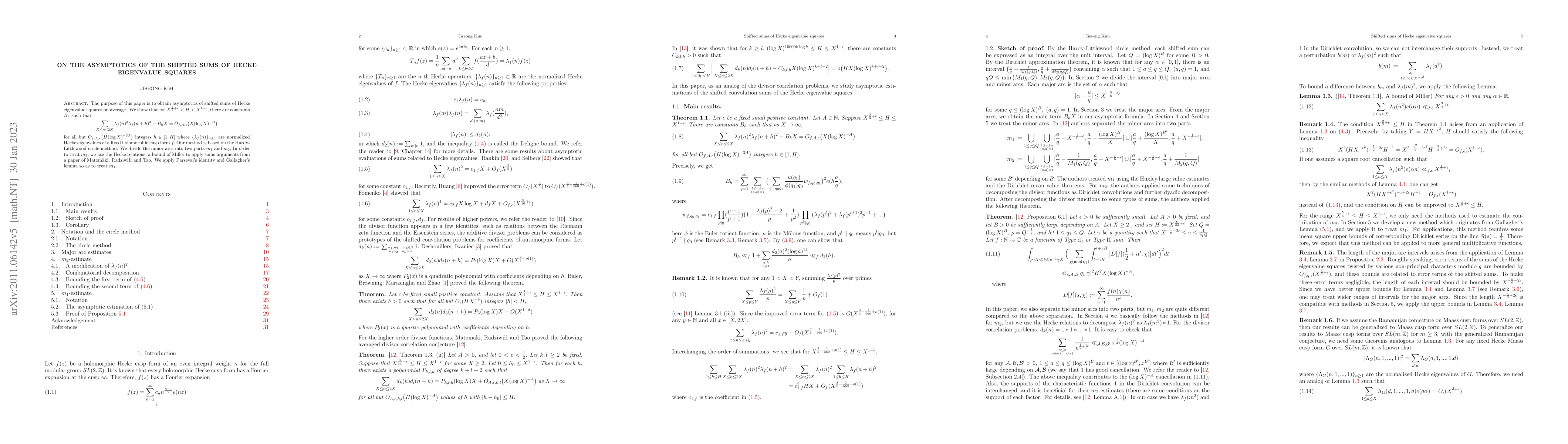 Thumbnail for On the asymptotics of the shifted sums of Hecke eigenvalue squares