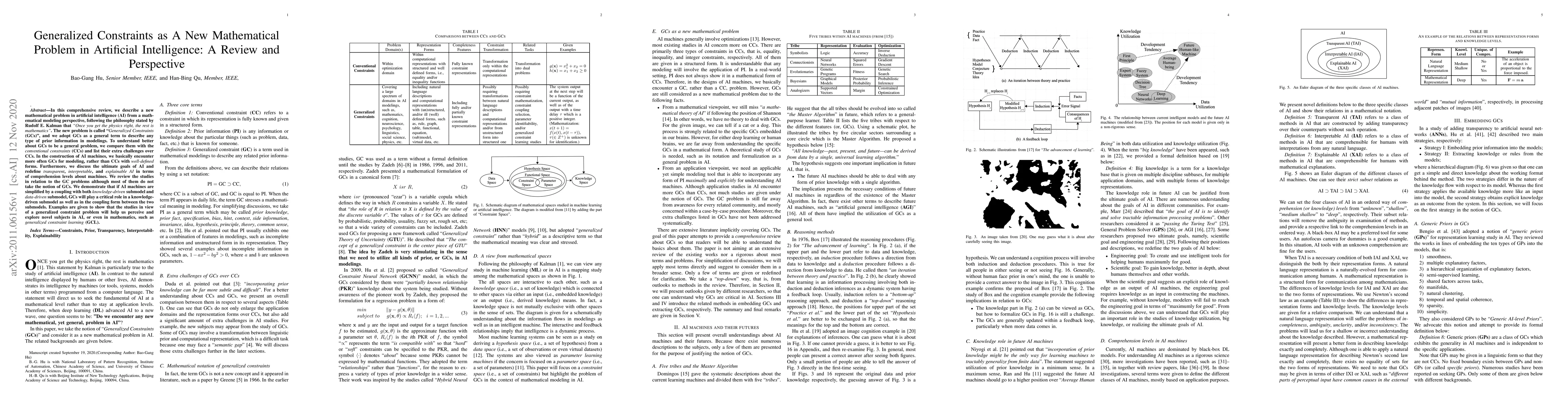 Thumbnail for Generalized Constraints as A New Mathematical Problem in Artificial
  Intelligence: A Review and Perspective