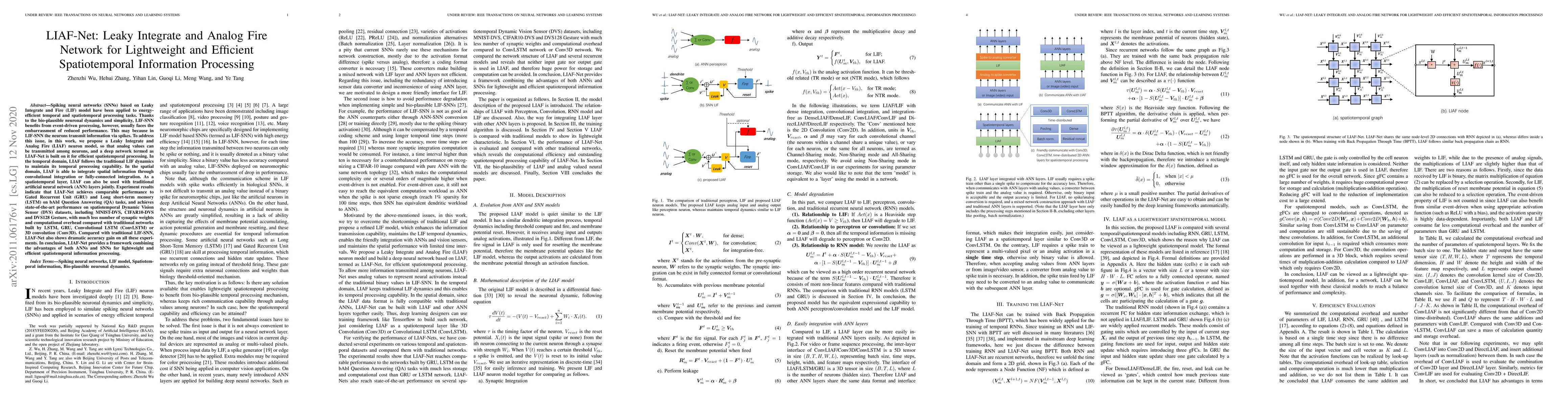 Thumbnail for LIAF-Net: Leaky Integrate and Analog Fire Network for Lightweight and
  Efficient Spatiotemporal Information Processing