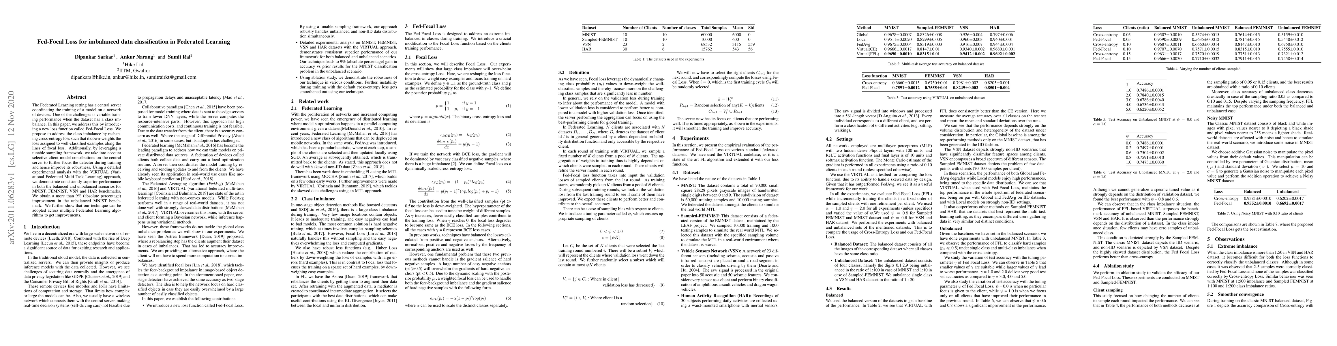 Thumbnail for Fed-Focal Loss for imbalanced data classification in Federated Learning