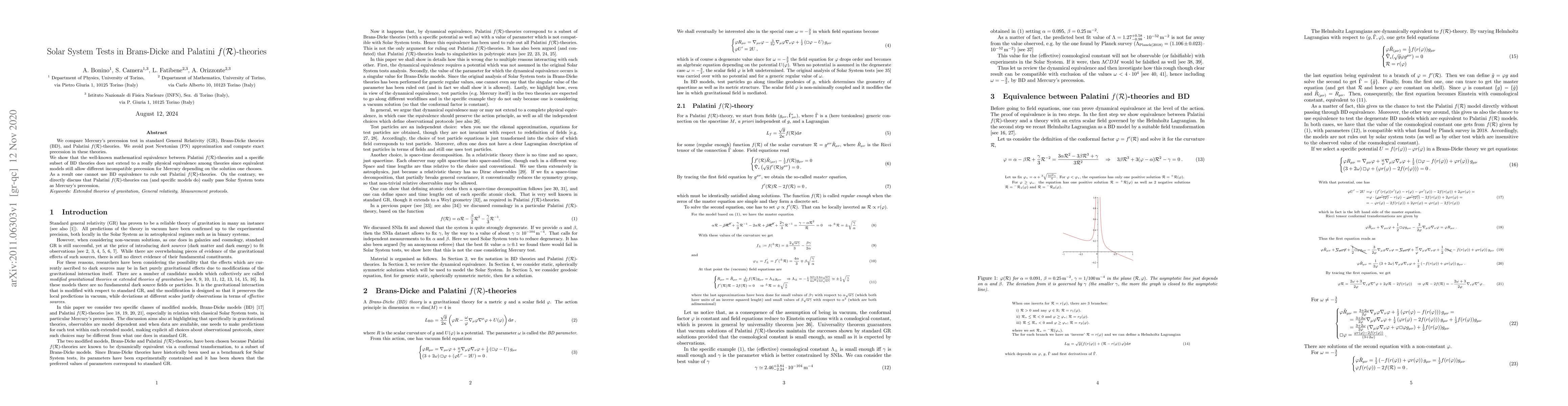 Thumbnail for Solar System Tests in Brans-Dicke and Palatini f(R)-theories