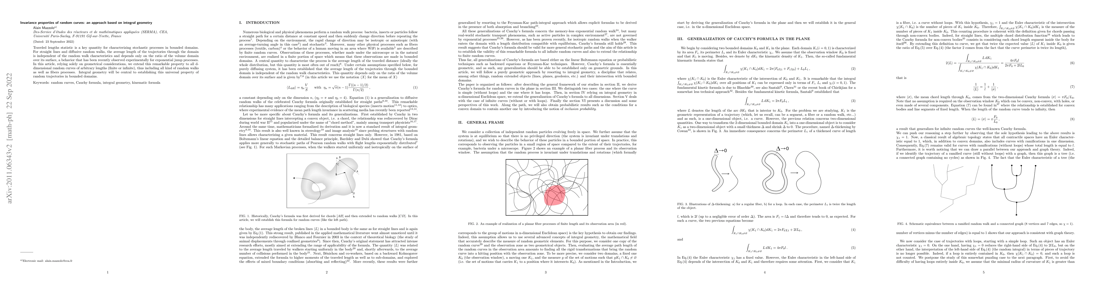Thumbnail for Invariance properties of random curves: an approach based on integral
  geometry