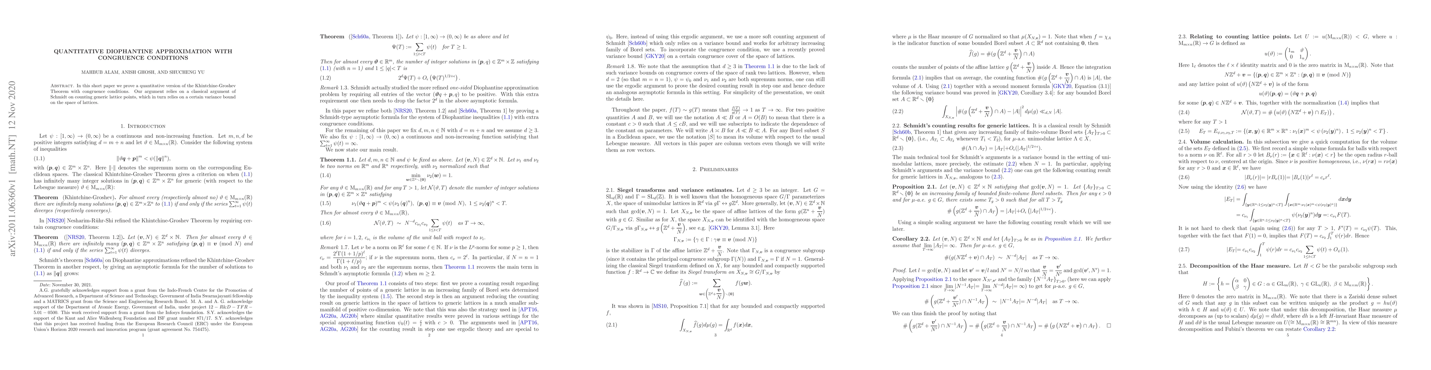 Thumbnail for Quantitative Diophantine approximation with congruence conditions