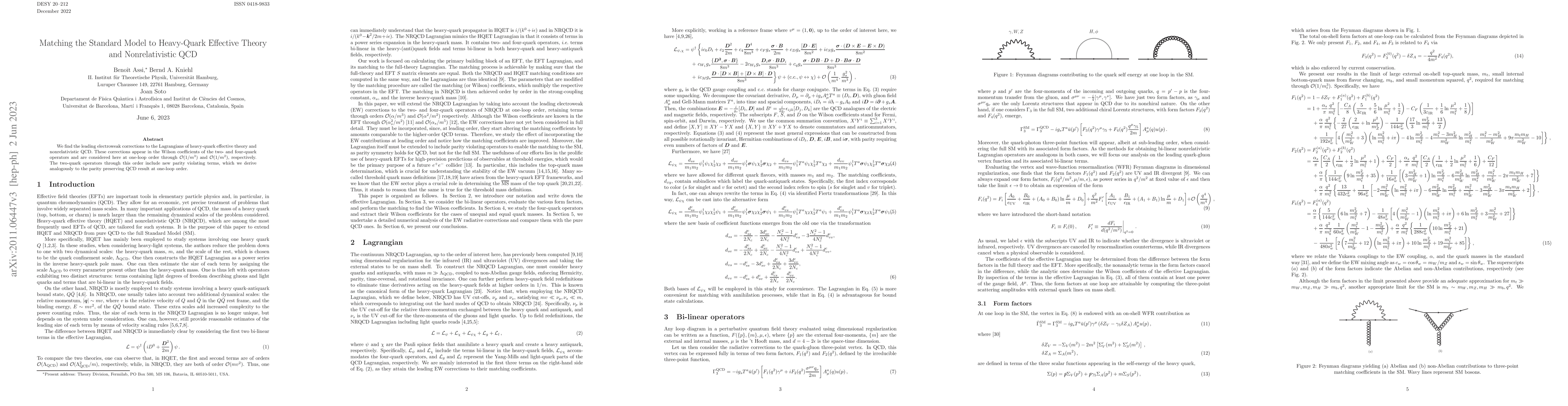 Thumbnail for Matching the Standard Model to Heavy-Quark Effective Theory and
  Nonrelativistic QCD