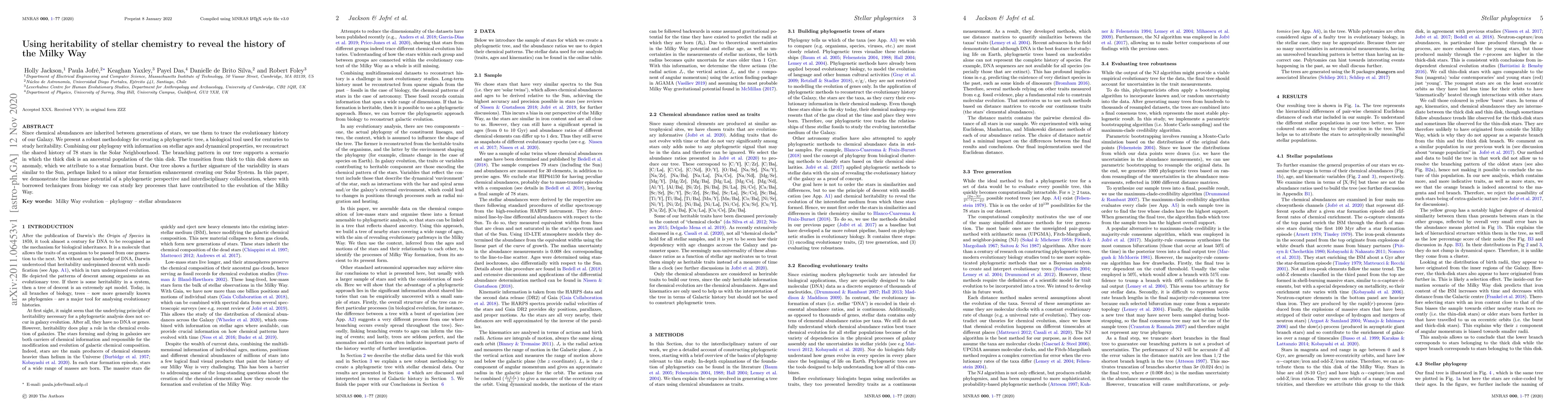 Thumbnail for Using heritability of stellar chemistry to reveal the history of the
  Milky Way