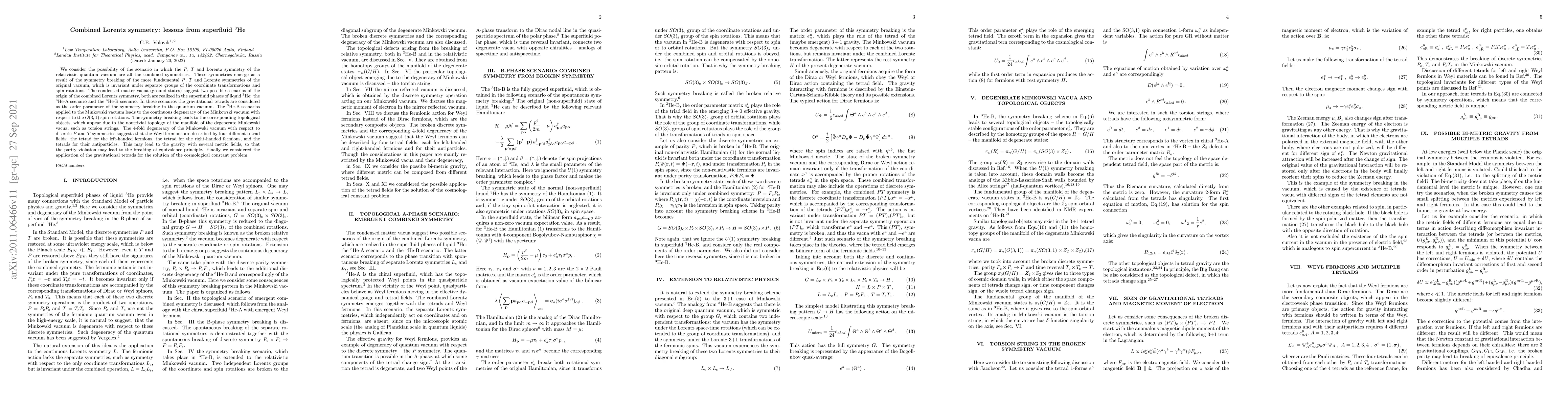 Thumbnail for Combined Lorentz symmetry: lessons from superfluid 3He