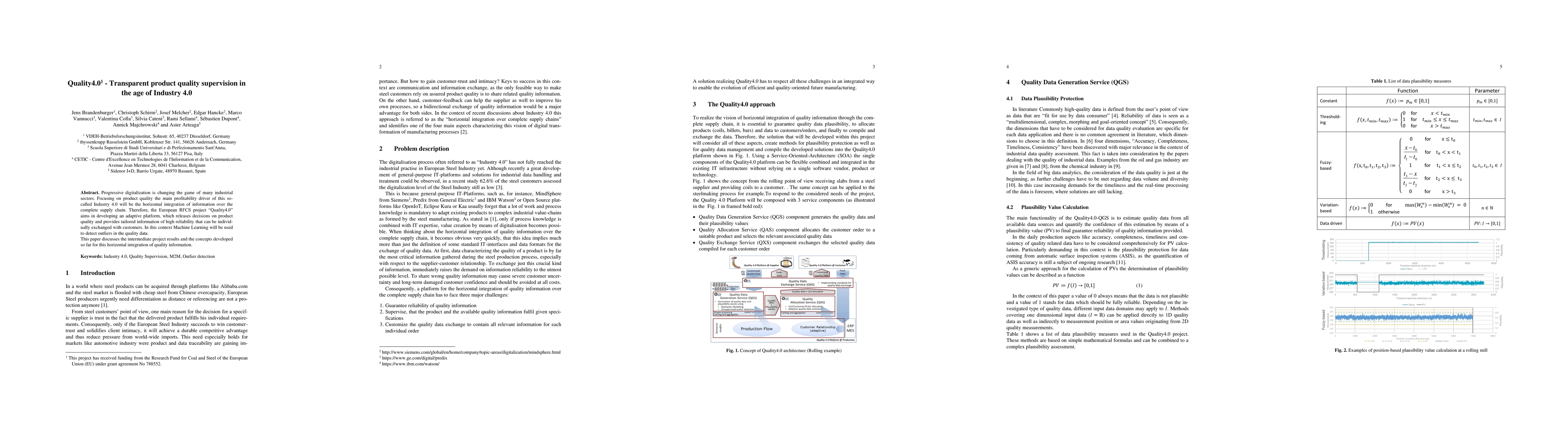 Thumbnail for Quality4.0 -- Transparent product quality supervision in the age of
  Industry 4.0
