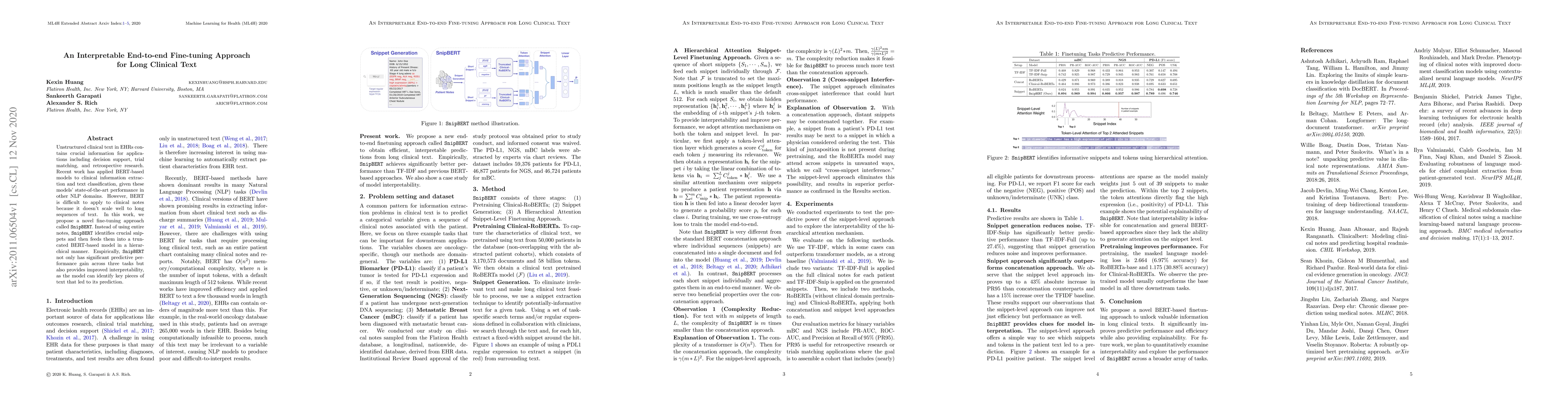 Thumbnail for An Interpretable End-to-end Fine-tuning Approach for Long Clinical Text