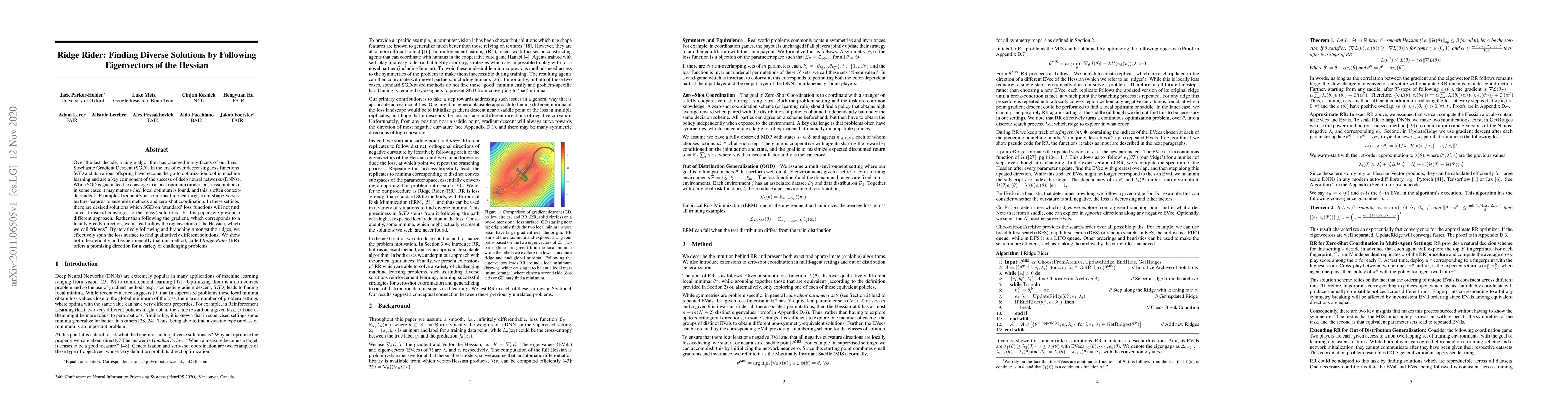 Thumbnail for Ridge Rider: Finding Diverse Solutions by Following Eigenvectors of the
  Hessian