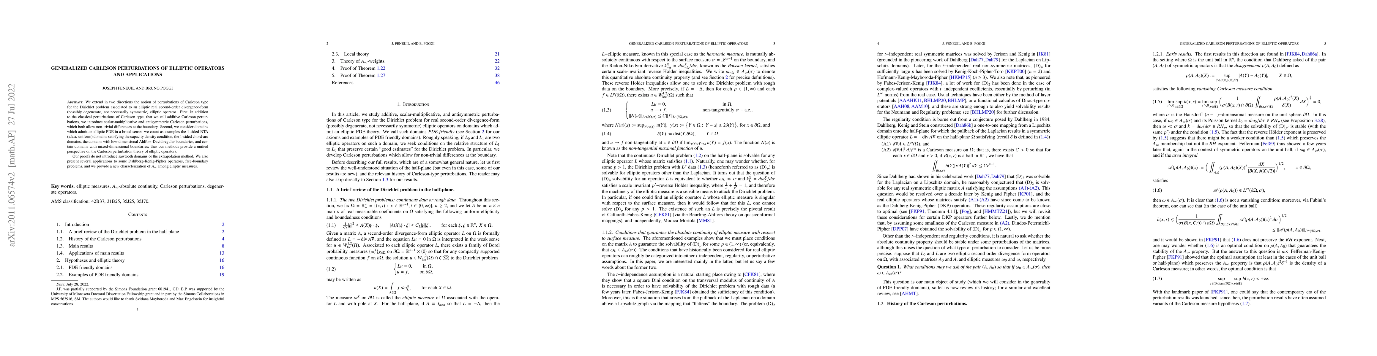 Thumbnail for Generalized Carleson perturbations of elliptic operators and
  applications