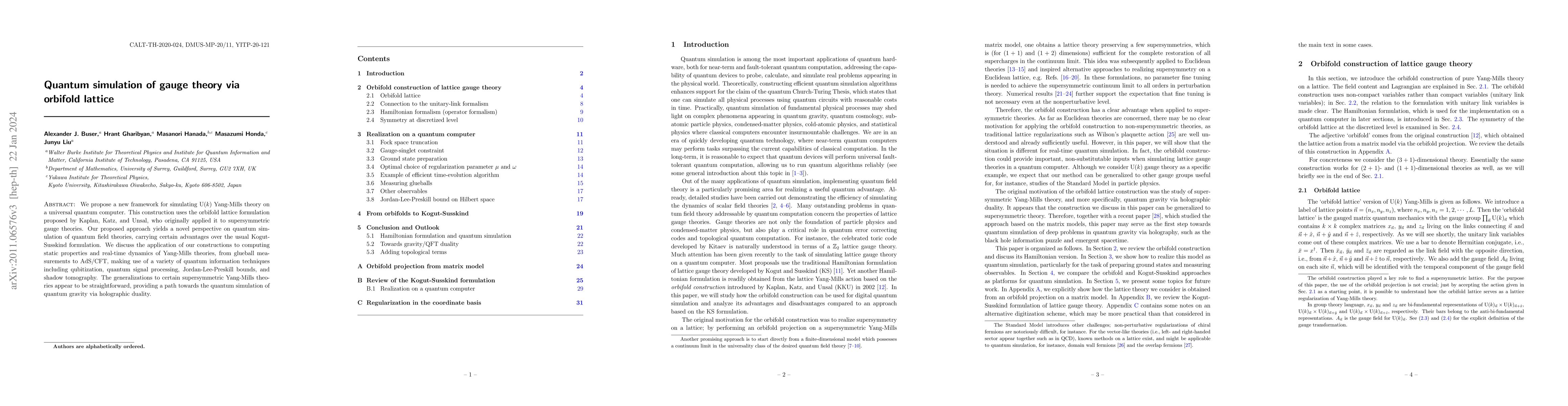 Thumbnail for Quantum simulation of gauge theory via orbifold lattice