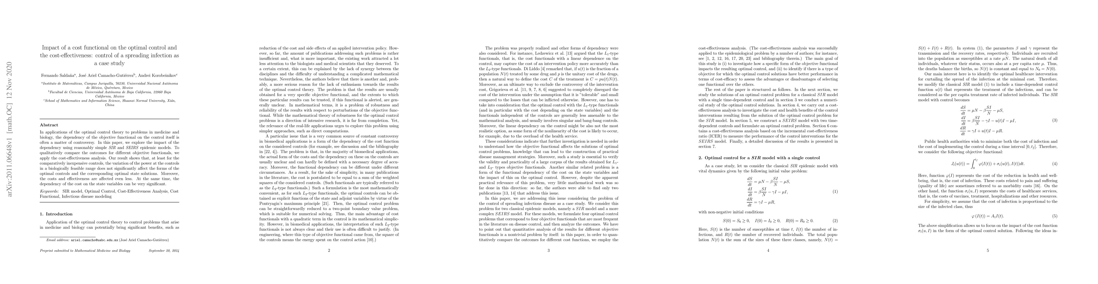 Thumbnail for Impact of a cost functional on the optimal control and the
  cost-effectiveness: control of a spreading infection as a case study