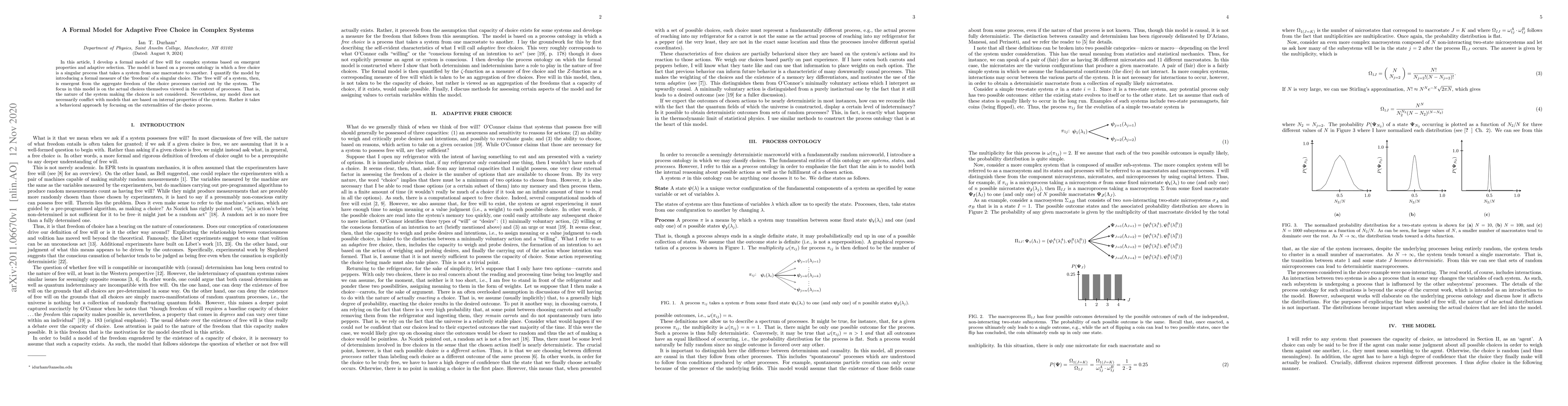 Thumbnail for A Formal Model for Adaptive Free Choice in Complex Systems
