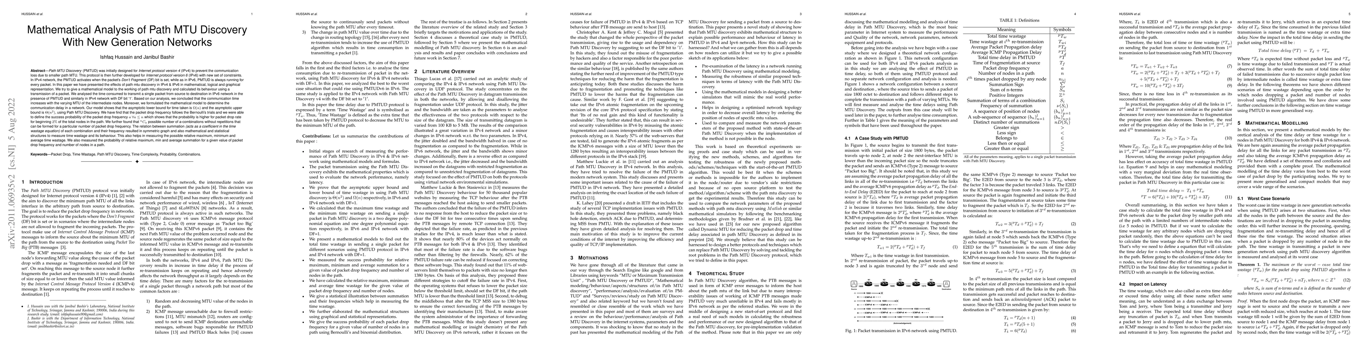 Thumbnail for Mathematical Analysis of Path MTU Discovery With New Generation Networks