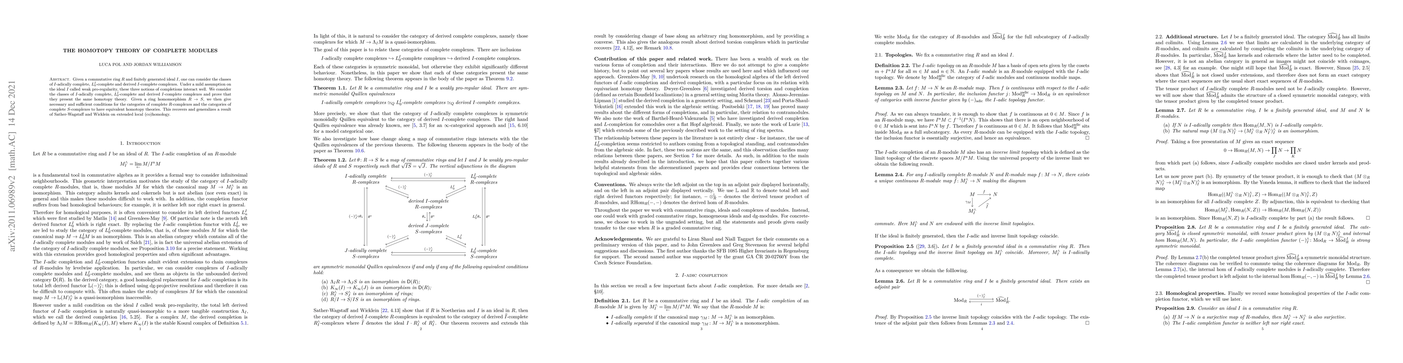 Thumbnail for The homotopy theory of complete modules