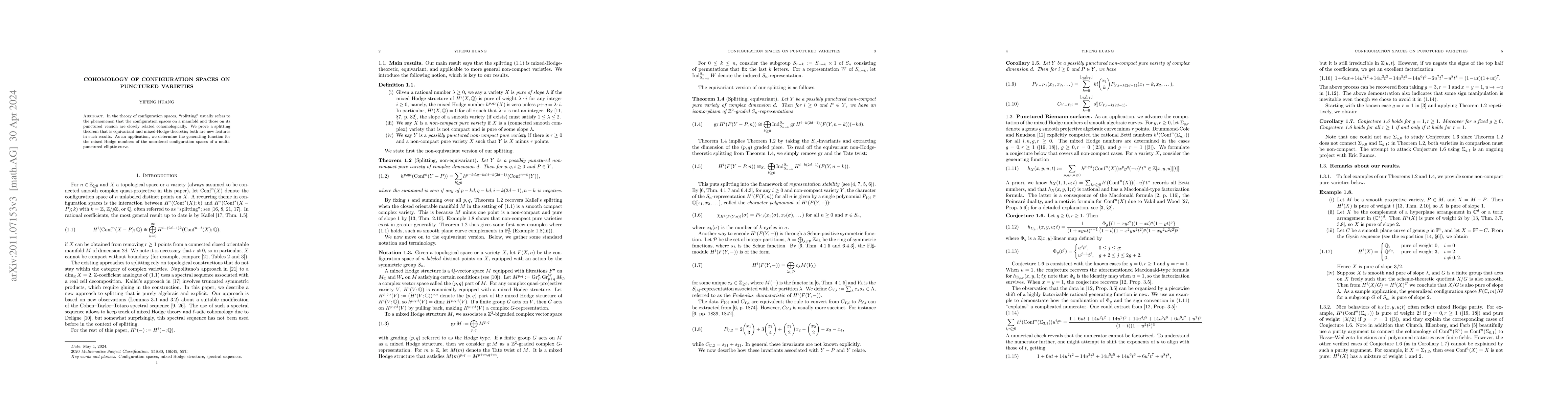 Thumbnail for Cohomology of configuration spaces on punctured varieties
