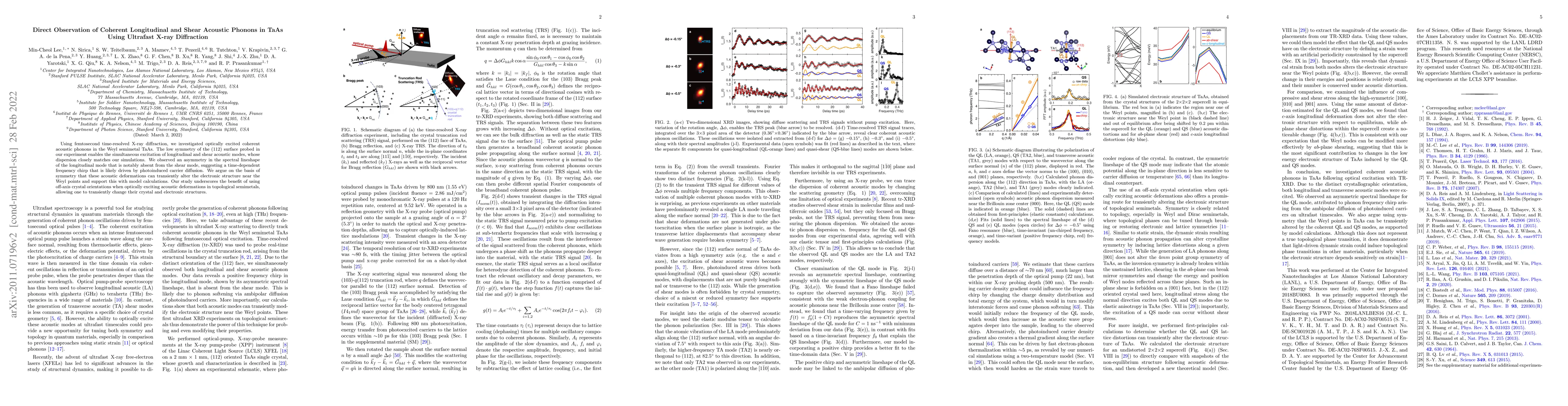 Thumbnail for Direct Observation of Coherent Longitudinal and Shear Acoustic Phonons
  in TaAs Using Ultrafast X-ray Diffraction