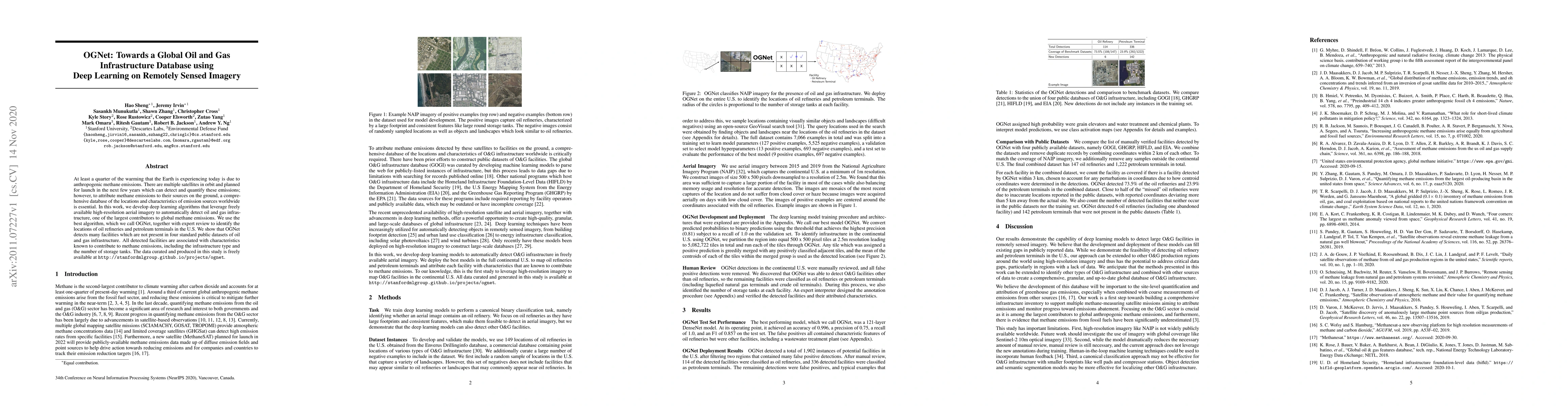 Thumbnail for OGNet: Towards a Global Oil and Gas Infrastructure Database using Deep
  Learning on Remotely Sensed Imagery