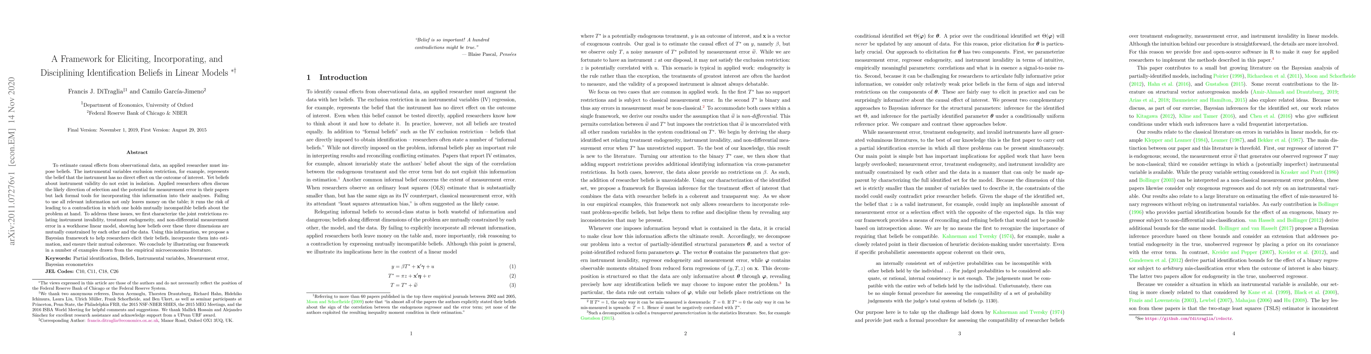 Thumbnail for A Framework for Eliciting, Incorporating, and Disciplining
  Identification Beliefs in Linear Models
