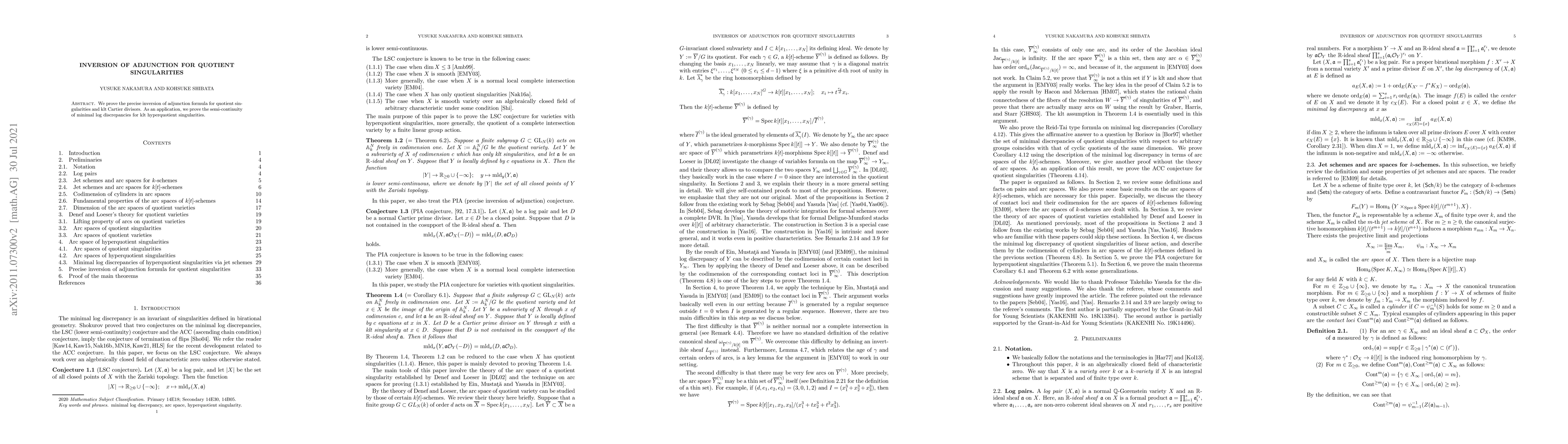 Thumbnail for Inversion of adjunction for quotient singularities