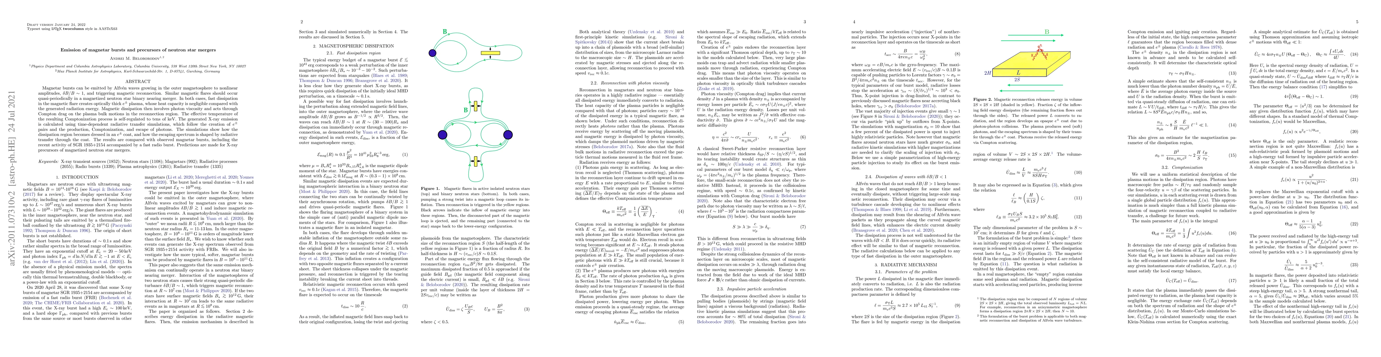 Thumbnail for Emission of magnetar bursts and precursors of neutron star mergers