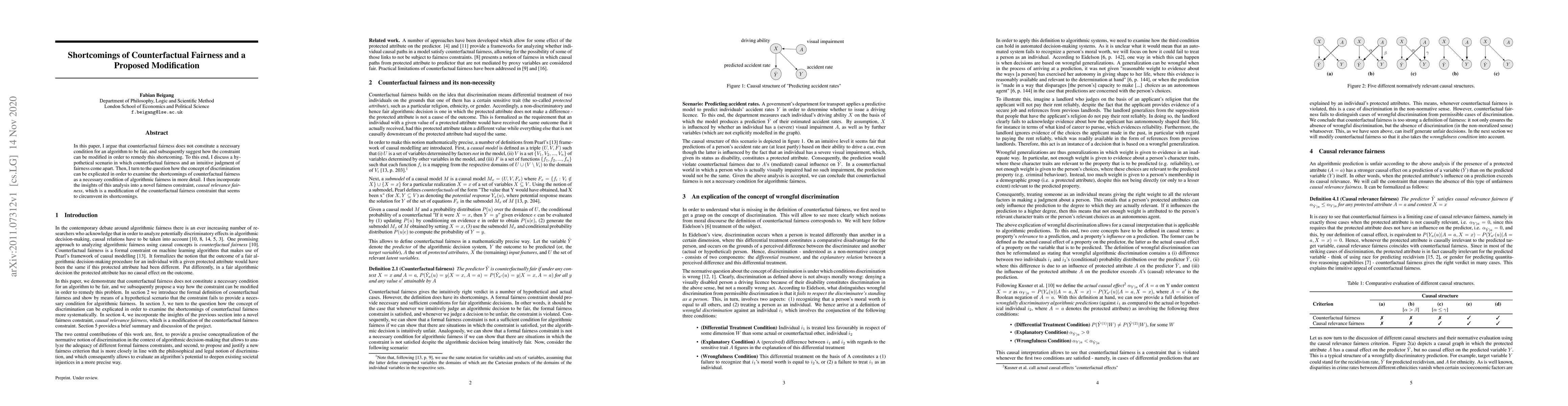 Thumbnail for Shortcomings of Counterfactual Fairness and a Proposed Modification