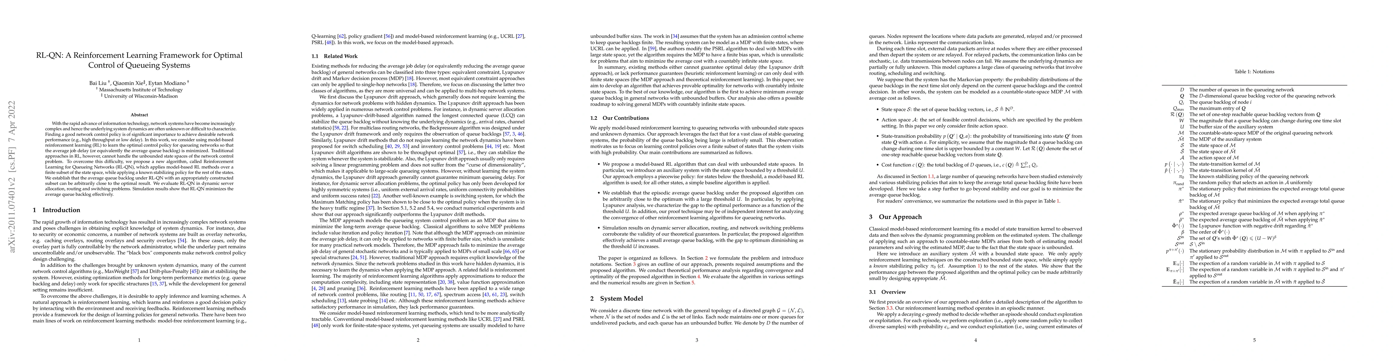 Thumbnail for RL-QN: A Reinforcement Learning Framework for Optimal Control of
  Queueing Systems