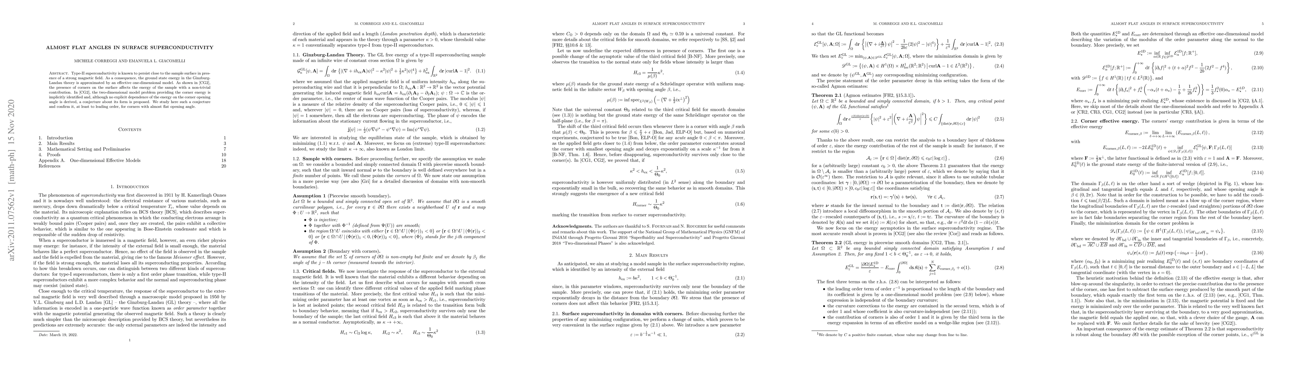Thumbnail for Almost Flat Angles in Surface Superconductivity