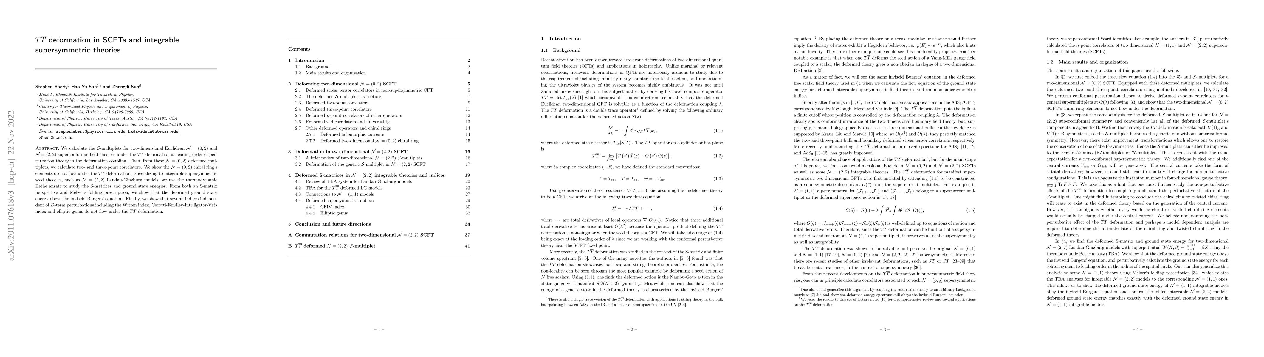 Thumbnail for $T\overline{T}$ deformation in SCFTs and integrable supersymmetric
  theories