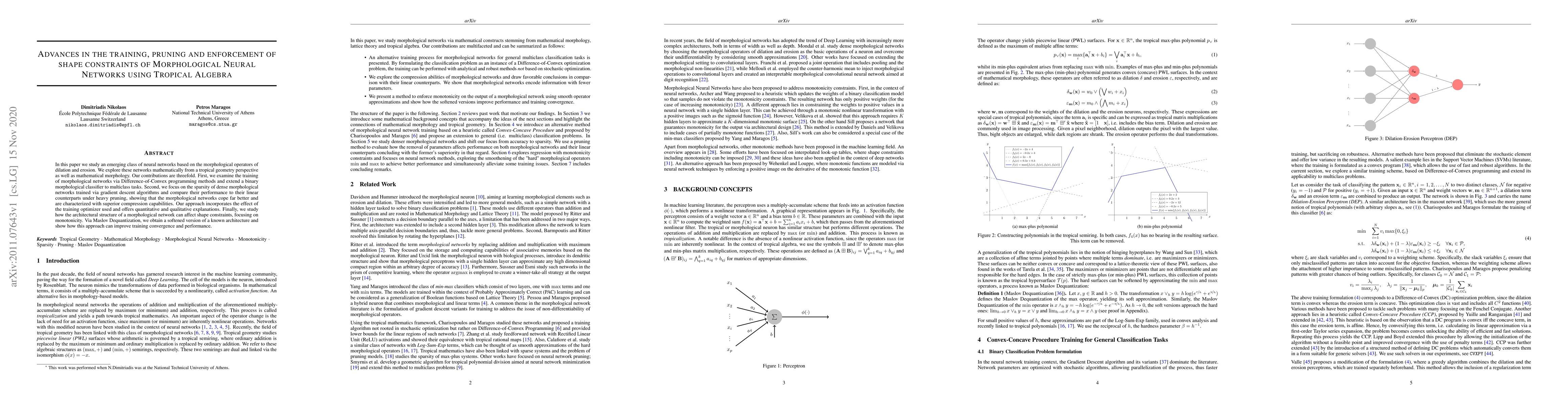 Thumbnail for Advances in the training, pruning and enforcement of shape constraints
  of Morphological Neural Networks using Tropical Algebra