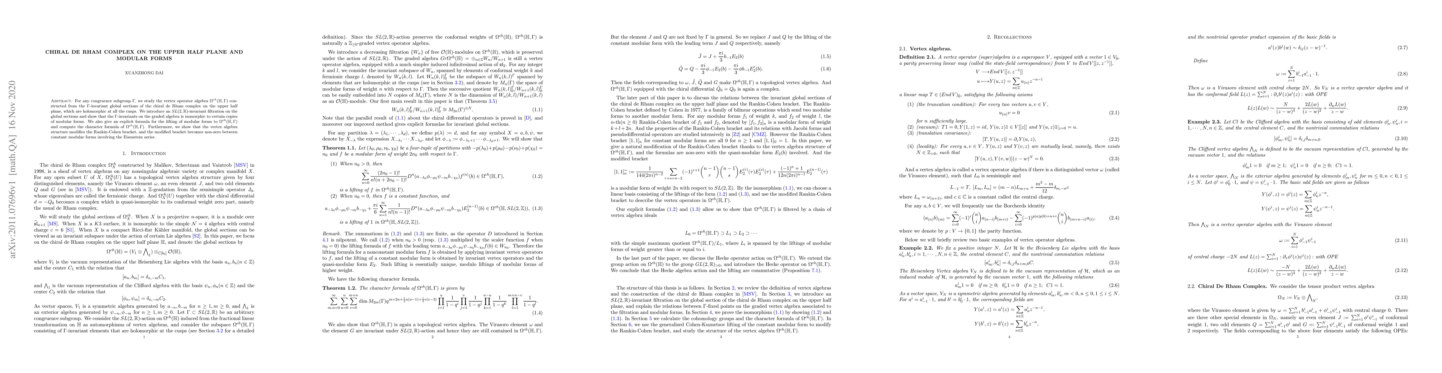 Thumbnail for Chiral de Rham complex on the upper half plane and modular forms