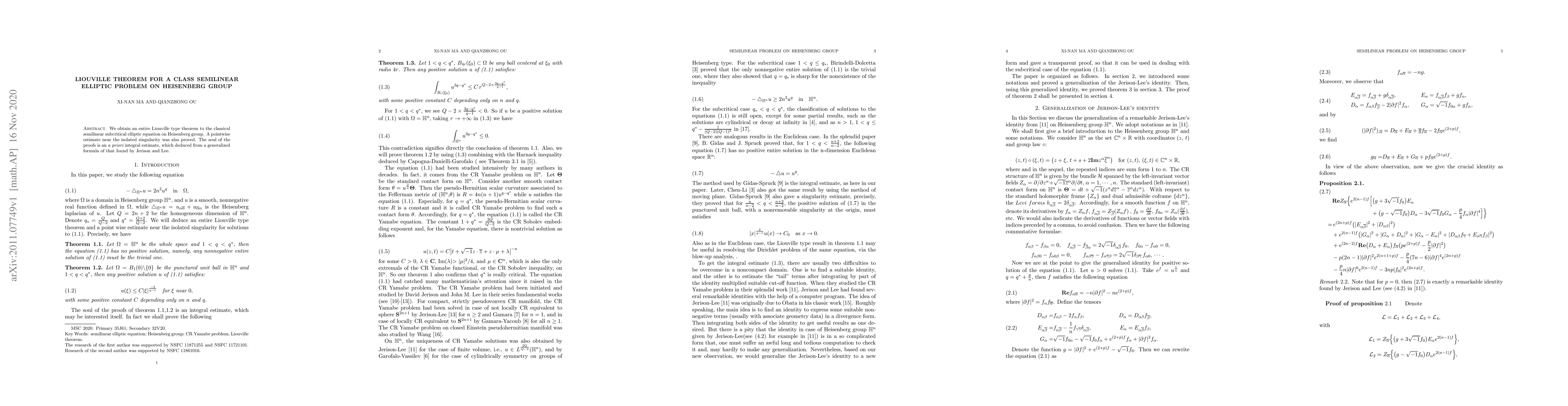Thumbnail for Liouville theorem for a class semilinear elliptic problem on Heisenberg
  group