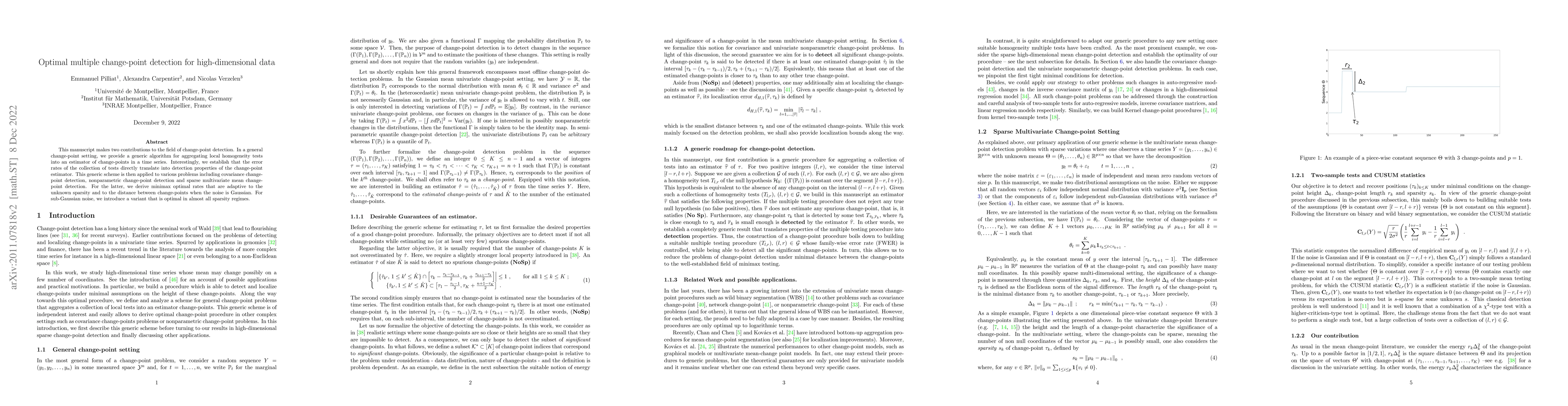 Thumbnail for Optimal multiple change-point detection for high-dimensional data