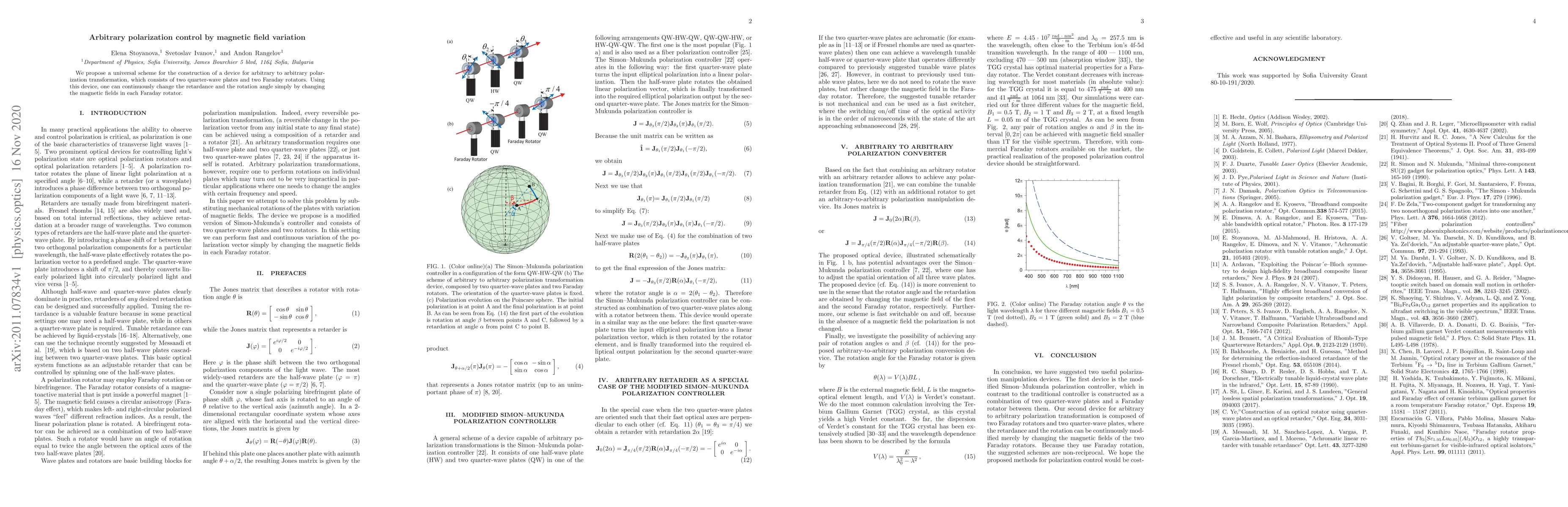 Thumbnail for Arbitrary polarization control by magnetic field variation