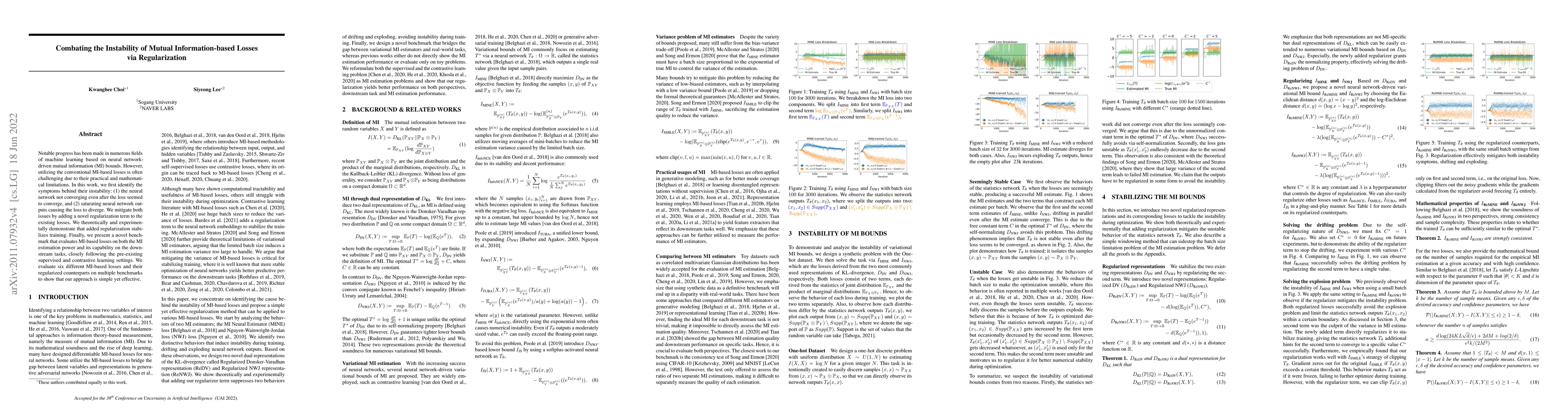 Thumbnail for Combating the Instability of Mutual Information-based Losses via
  Regularization