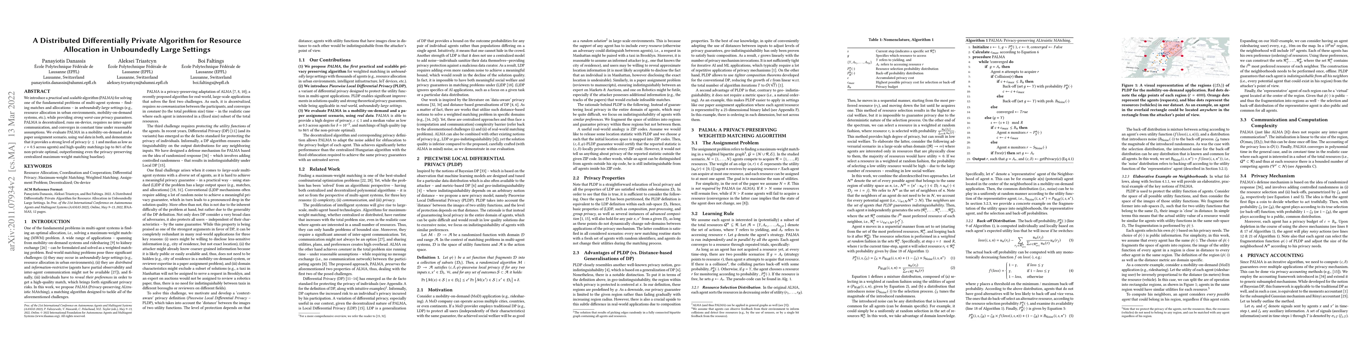 Thumbnail for A Distributed Differentially Private Algorithm for Resource Allocation
  in Unboundedly Large Settings