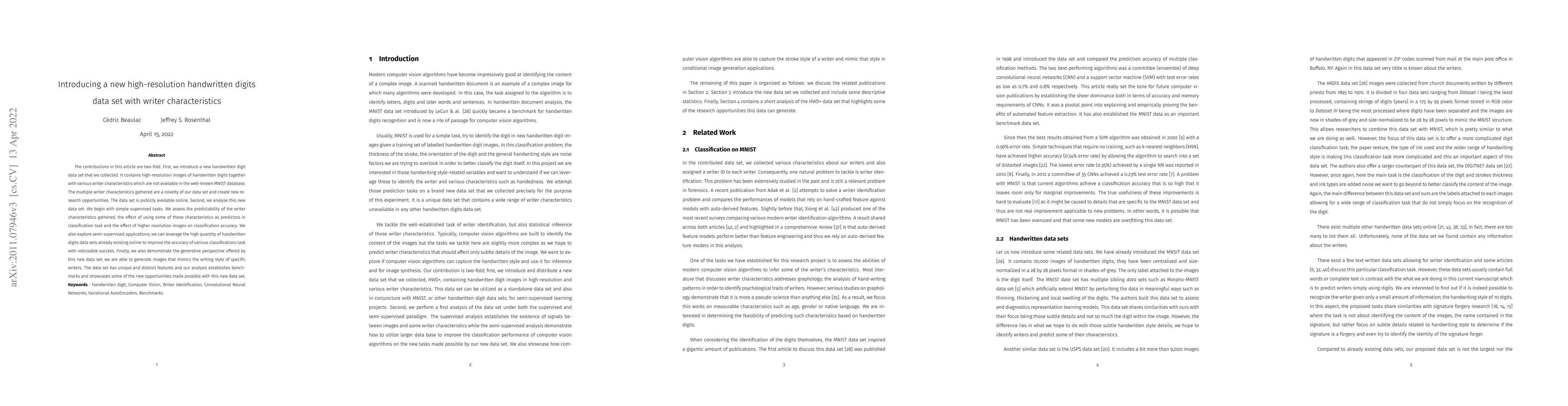 Thumbnail for Introducing a new high-resolution handwritten digits data set with
  writer characteristics